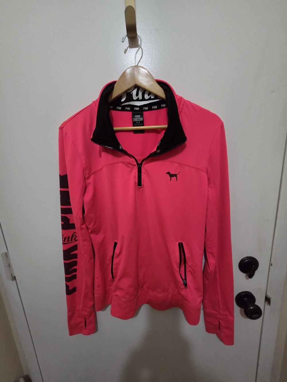 PINK Victoria's Secret Women's Hot Pink Quarter-Zip Pullover